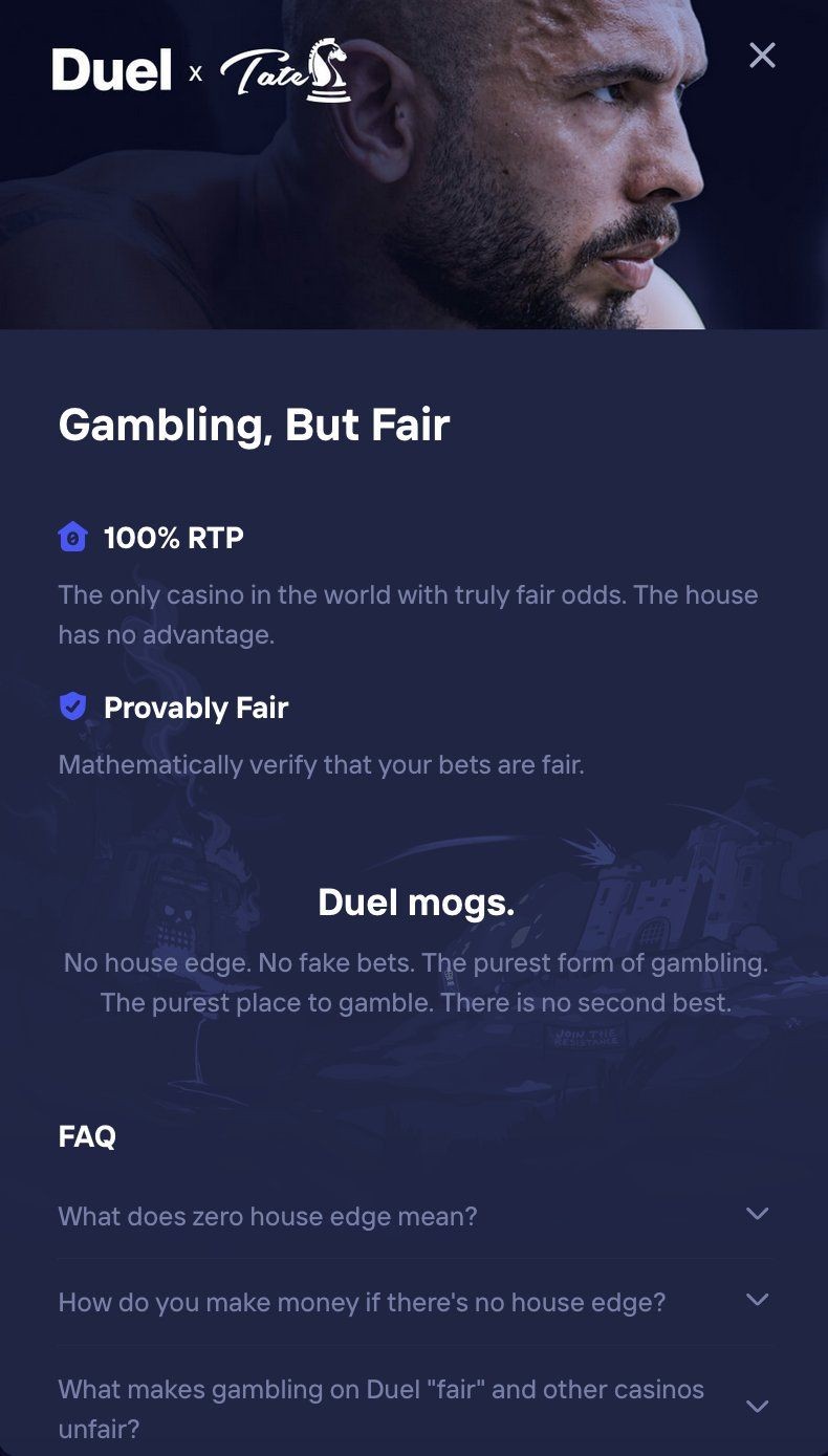 Duel x Tate - Duel Crypto Casino Review